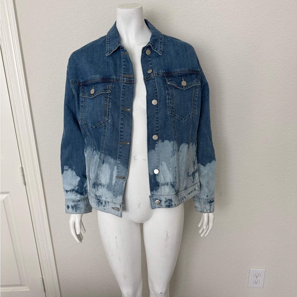 Blue Ombre Jean Jacket with Artistic Fade